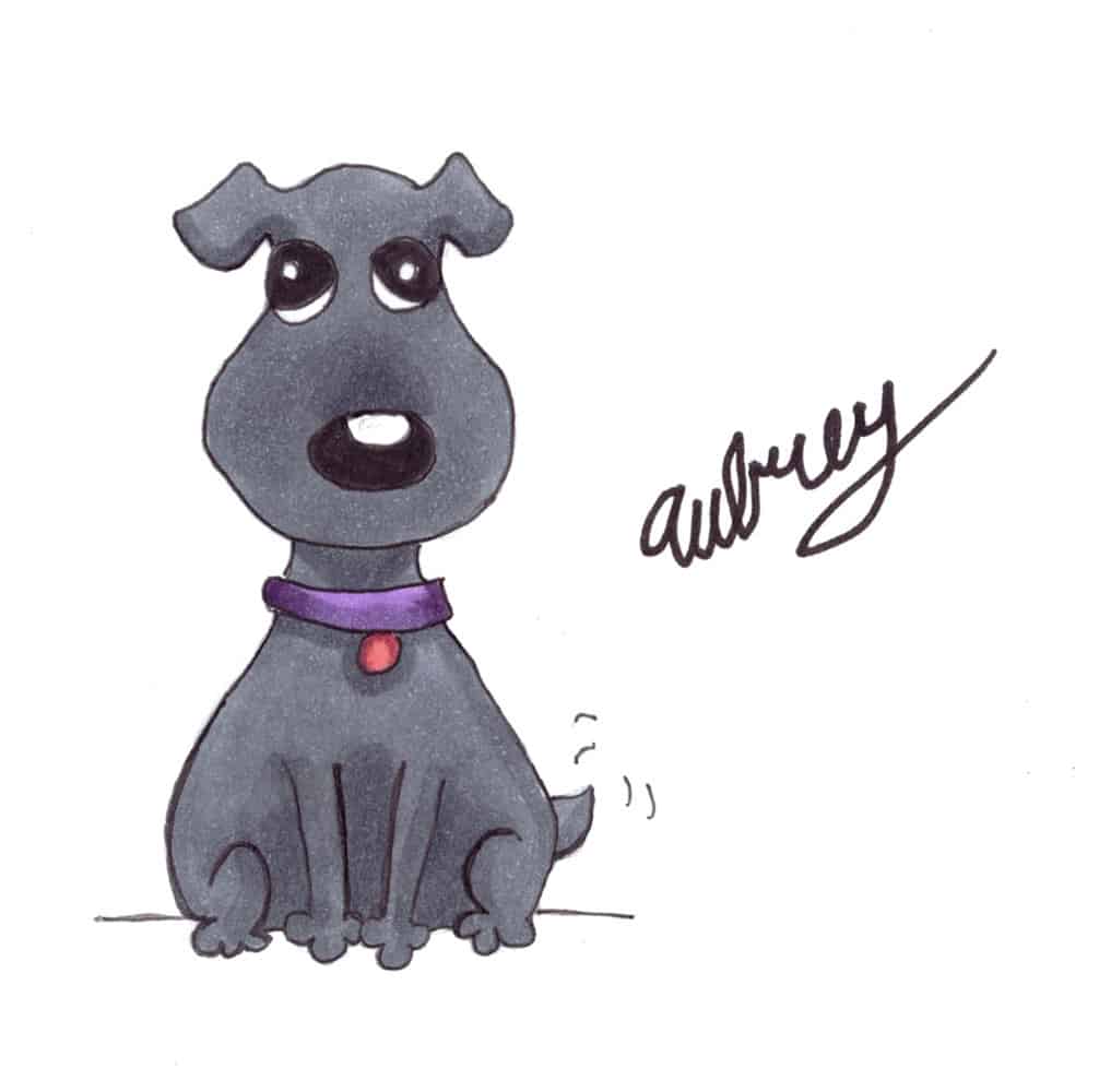grey dog done with markers